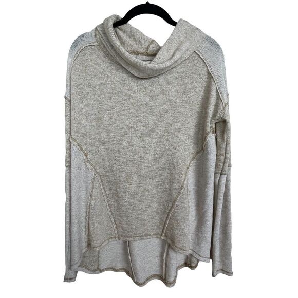 WE THE FREE Women's size XS Tan‎ Thin Knit Cowl Neck Long Sleeve Tunic Sweater - Picture 1 of 5